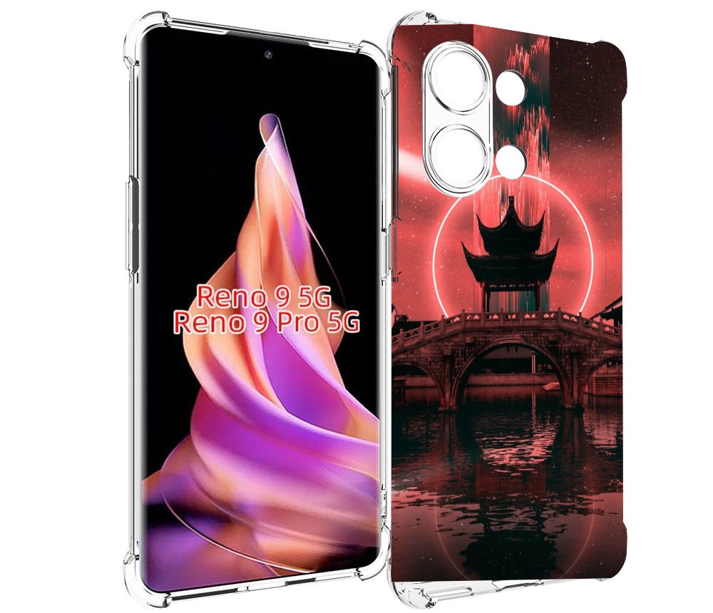

Чехол MyPads японский мост красный фон для Oppo Reno 9/Reno 9 Pro, Прозрачный, Tocco