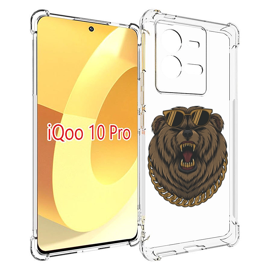 

Чехол MyPads Медведь-в-очках-2 для Vivo iQOO 10 Pro, Прозрачный, Tocco