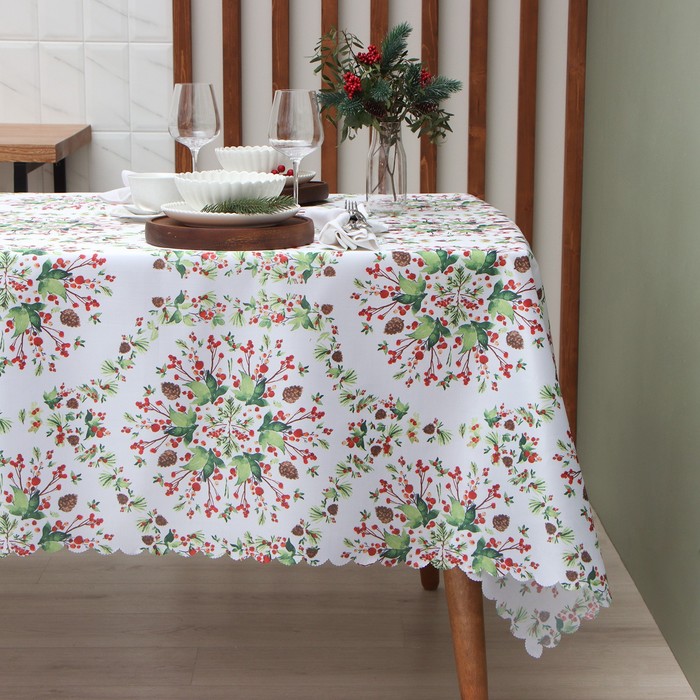 

Скатерть Доляна "Хвойный узор" 145x220 см, 100% п/э, Белый;красный;зеленый, Праздничные украшения