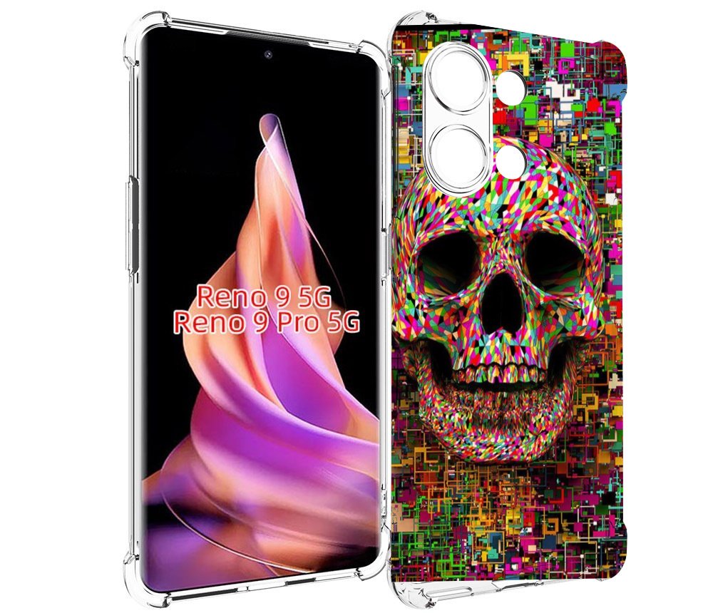 

Чехол MyPads череп красочные цвета для Oppo Reno 9/Reno 9 Pro, Прозрачный, Tocco