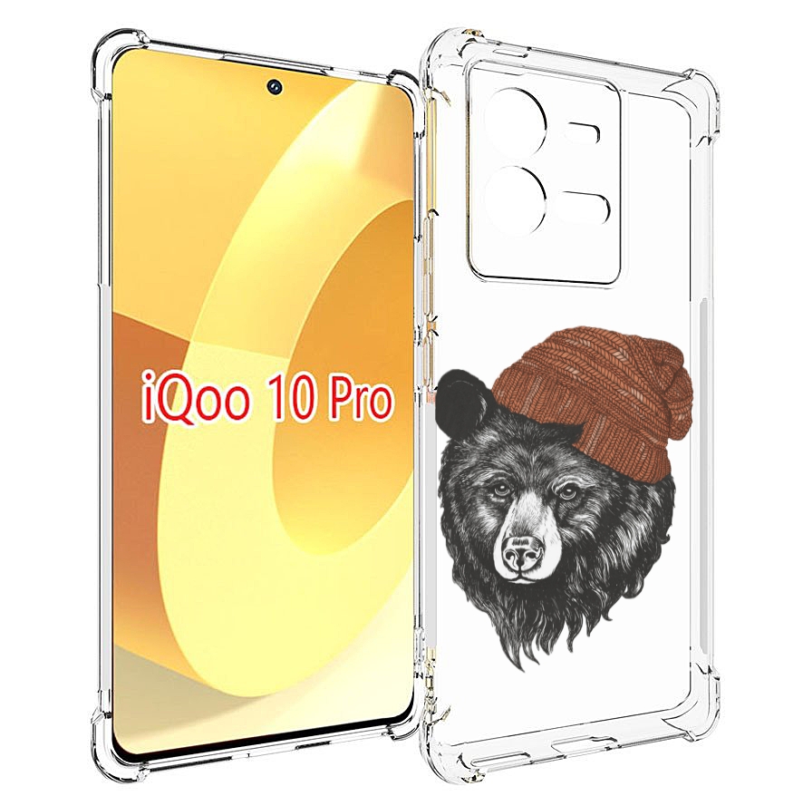 

Чехол MyPads Медведь в шапке 2 для Vivo iQOO 10 Pro, Прозрачный, Tocco