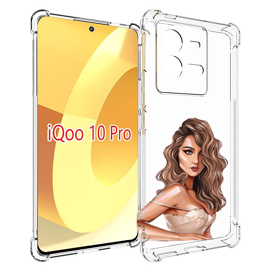 

Чехол MyPads Кудрявая-девушка женский для Vivo iQOO 10 Pro, Прозрачный, Tocco