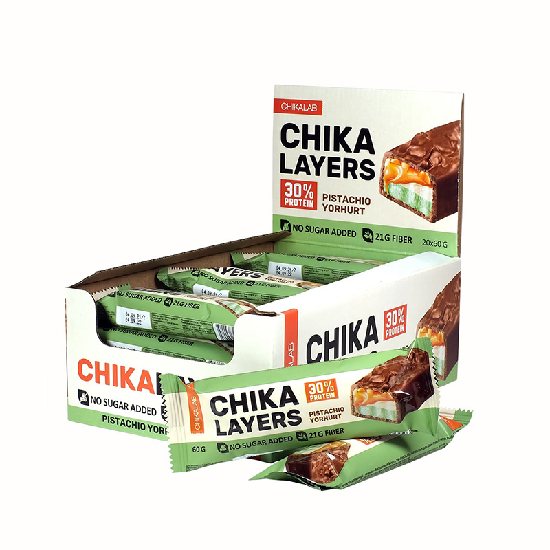 фото Протеиновые батончики chika layers, 20 шт по 60 г, вкус: фисташковый йогурт bombbar