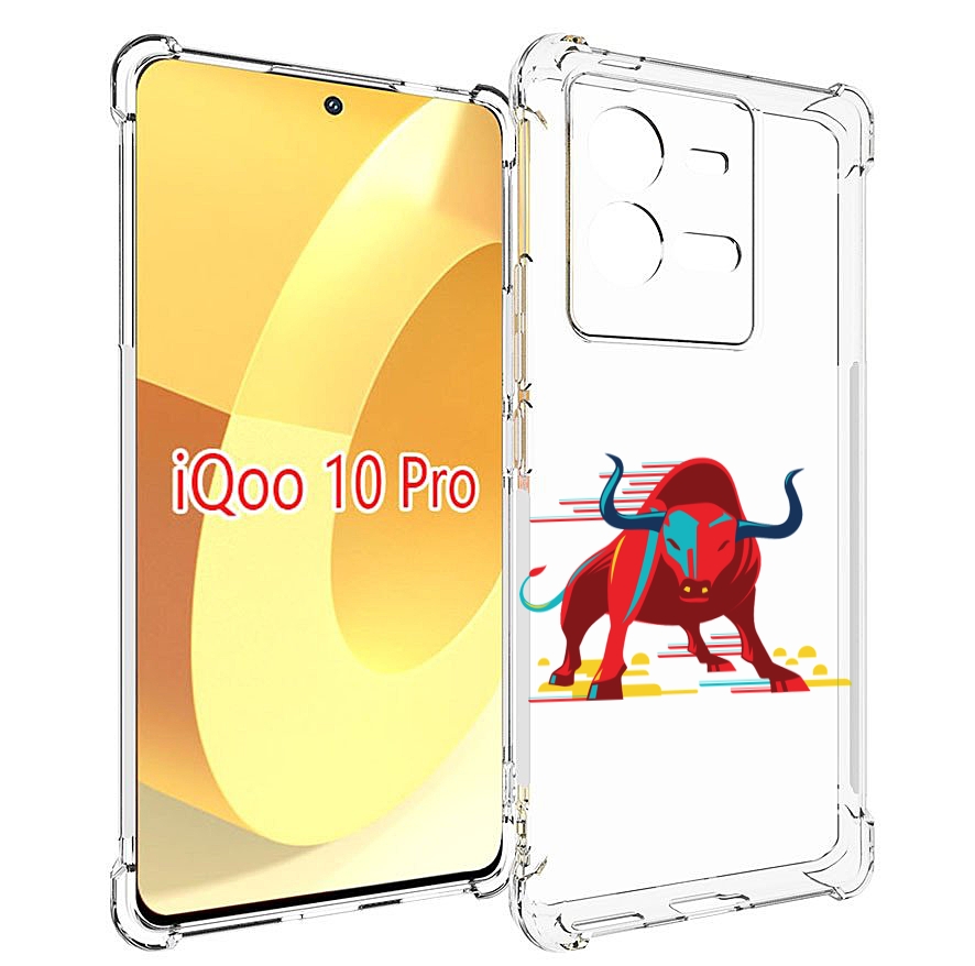 

Чехол MyPads Красный-бык для Vivo iQOO 10 Pro, Прозрачный, Tocco