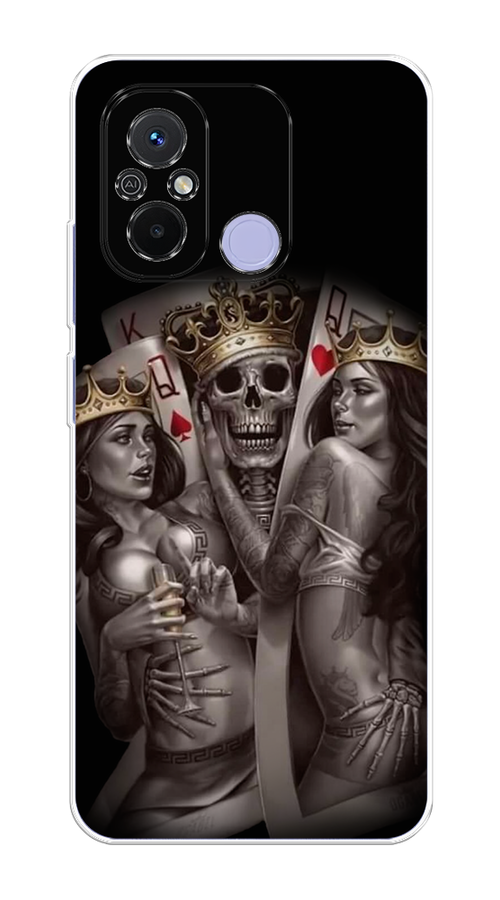 

Чехол на Poco C55 "Карты король и королевы", Серый;желтый, 318250-6