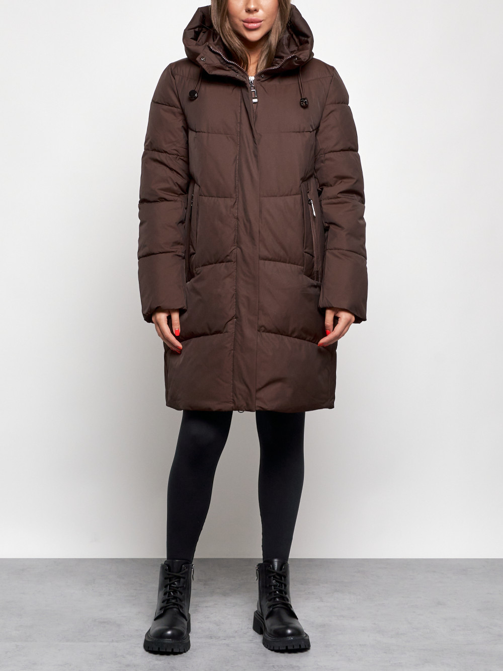 Пальто женское NoBrand AD52363 коричневое 3XL