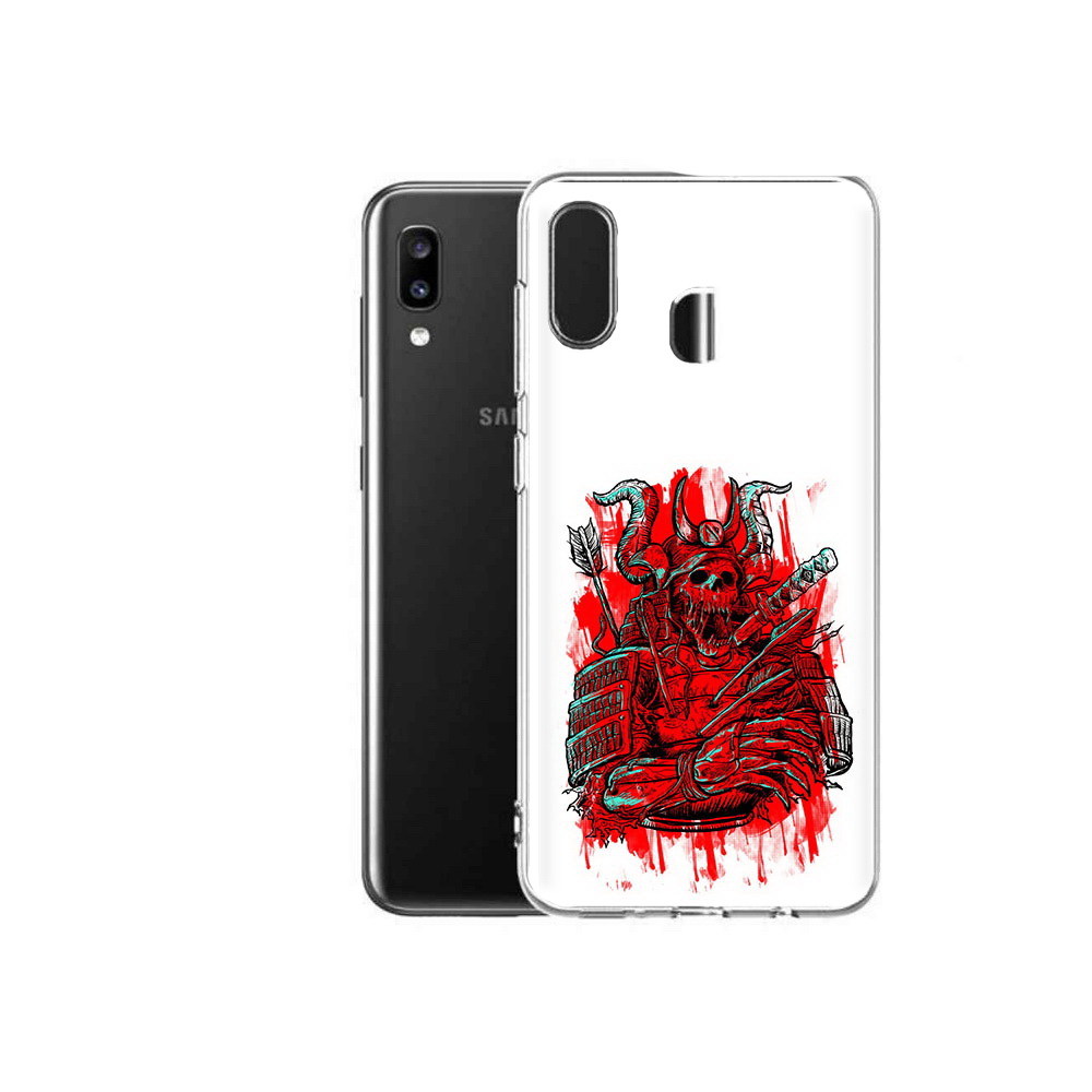 

Чехол MyPads Tocco для Samsung Galaxy A20 красный скелет воин, Прозрачный, Tocco
