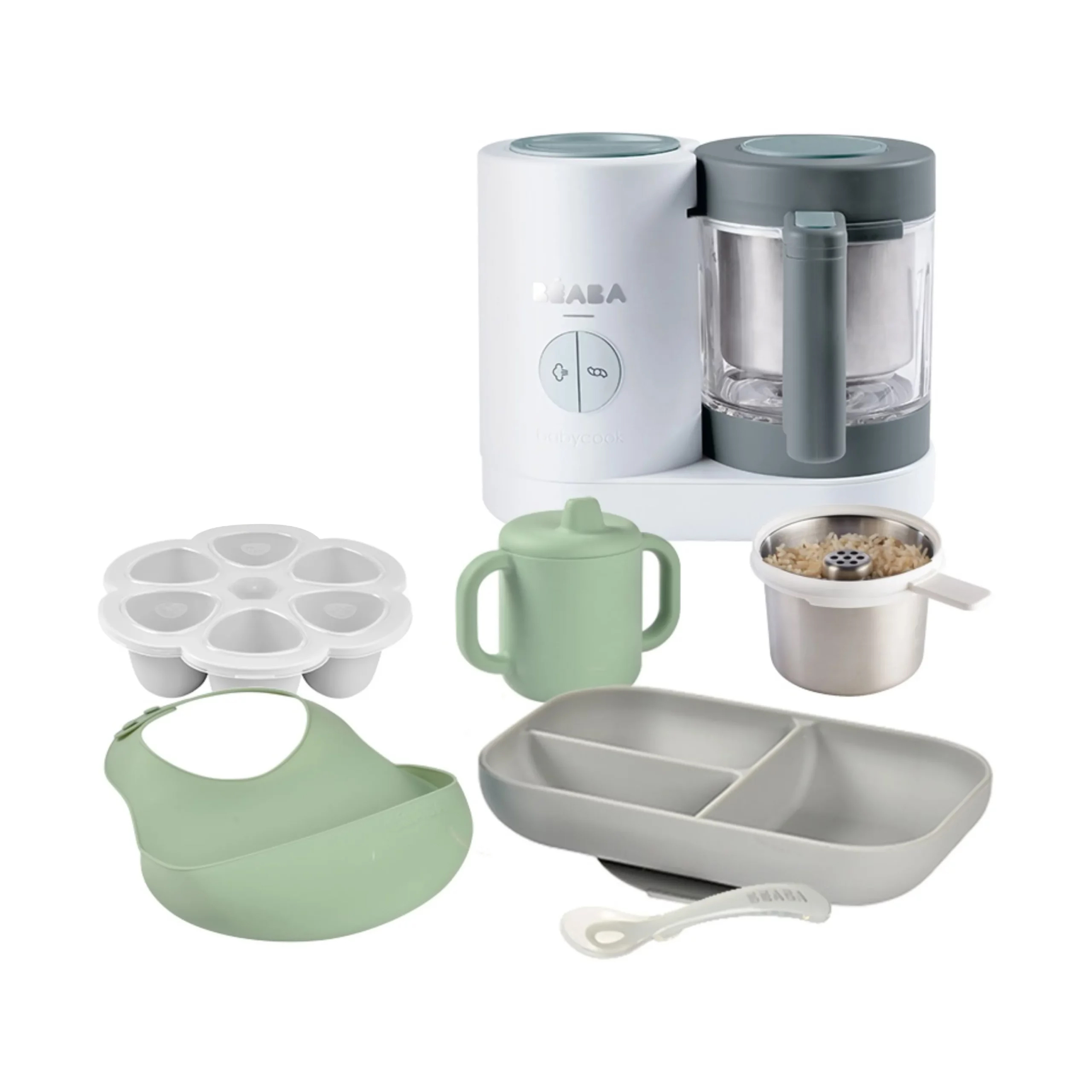 Подарочный набор Beaba: Babycook Neo Блендер-пароварка Grey, White c аксессуарами