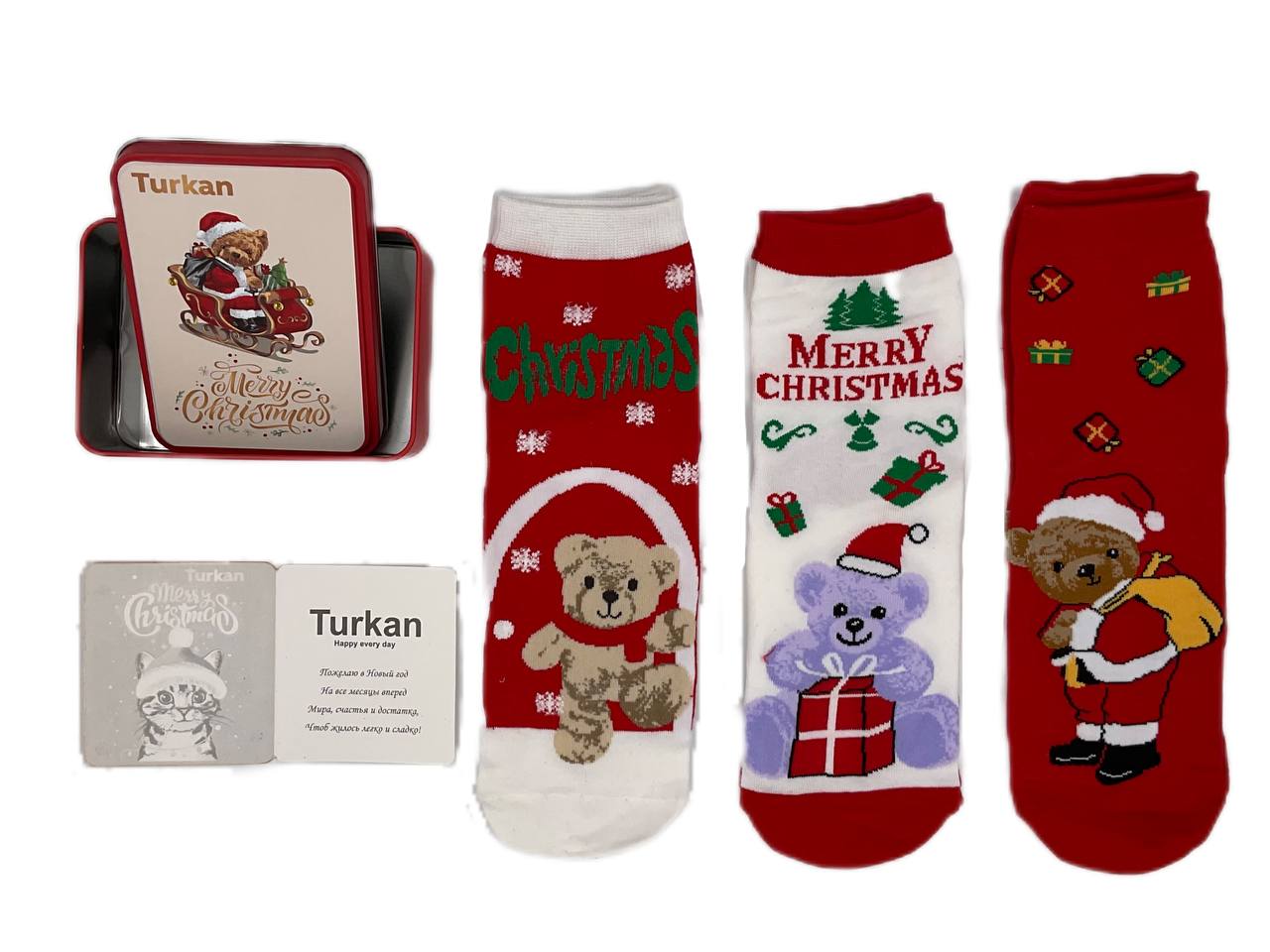 Новогодний подарочный набор Turkan. Merry Christmas HJ7888-6 носки р-р 36-41