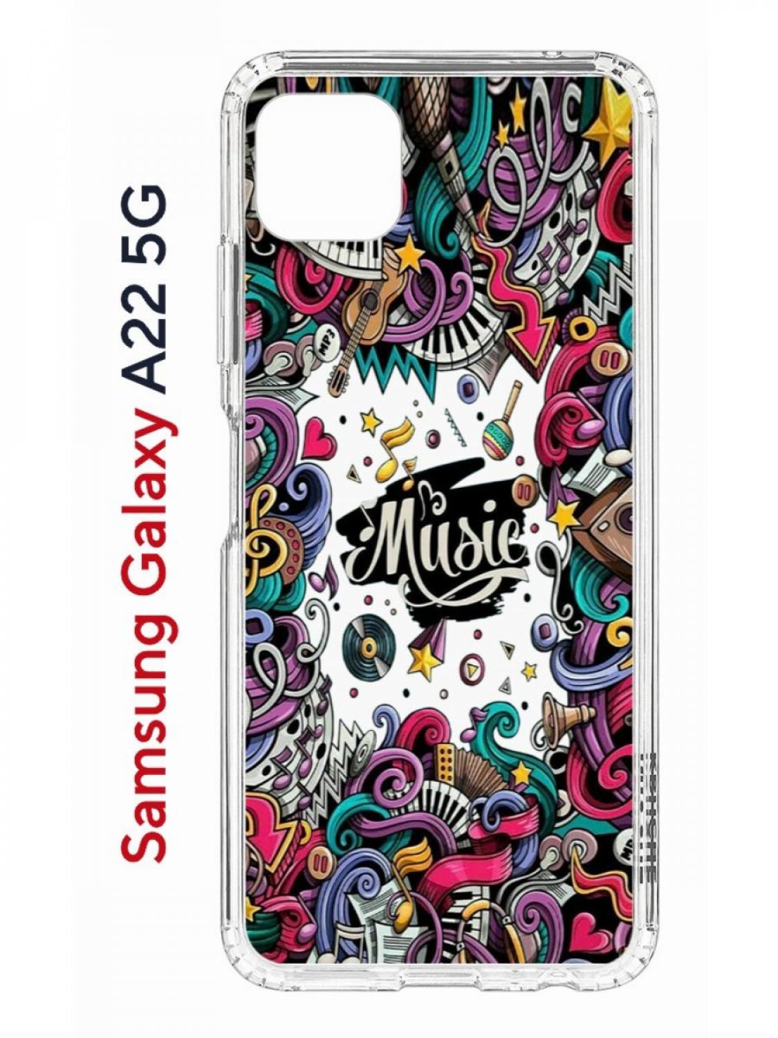 фото Чехол на samsung galaxy a22s 5g с принтом kruche print music, противоударный бампер кruче