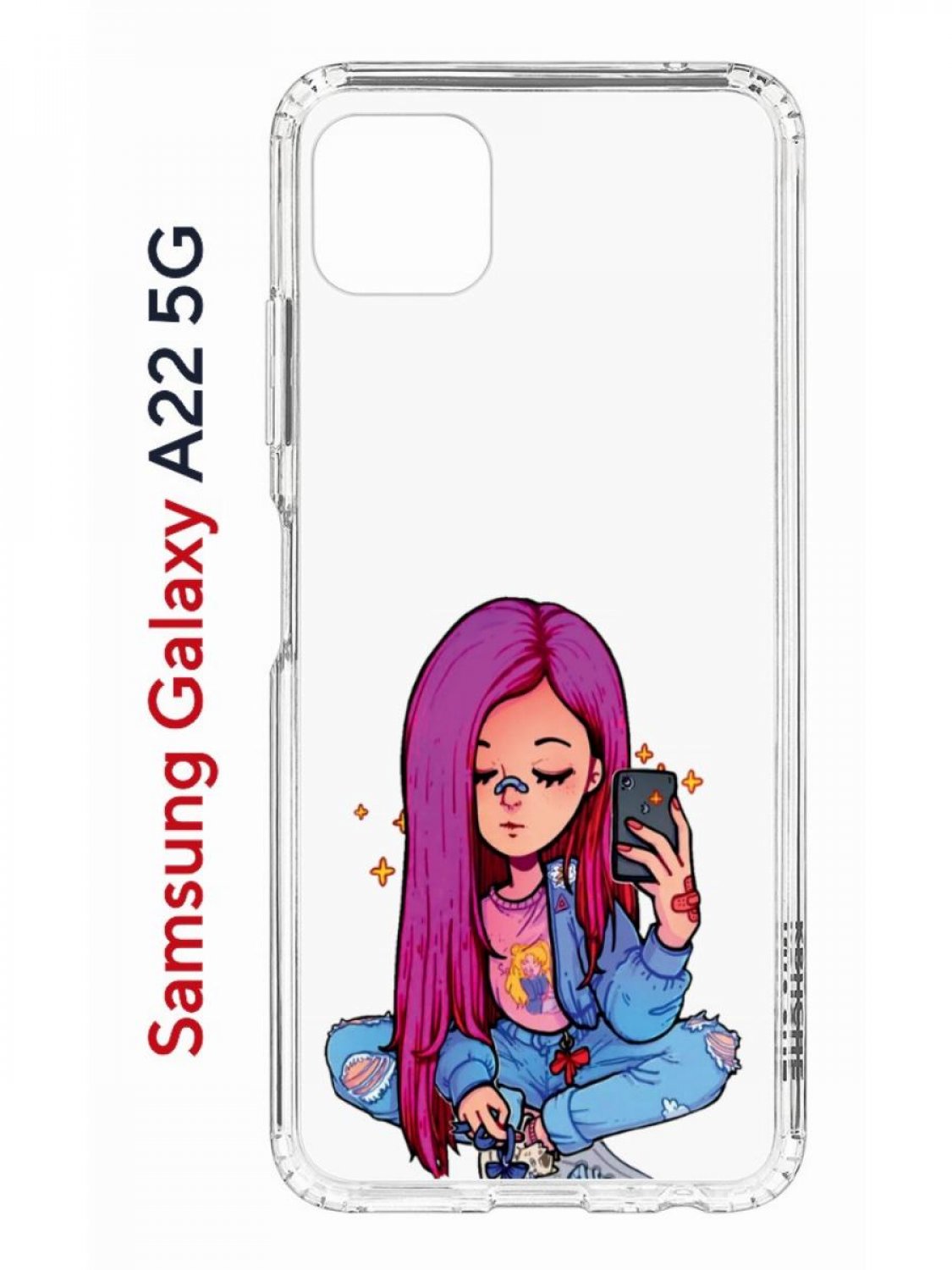 

Чехол на Samsung Galaxy A22s 5G с принтом Kruche Print Pink Hair, противоударный бампер, Прозрачный;розовый;голубой;бежевый, Самсунг Галакси А22с 5джи