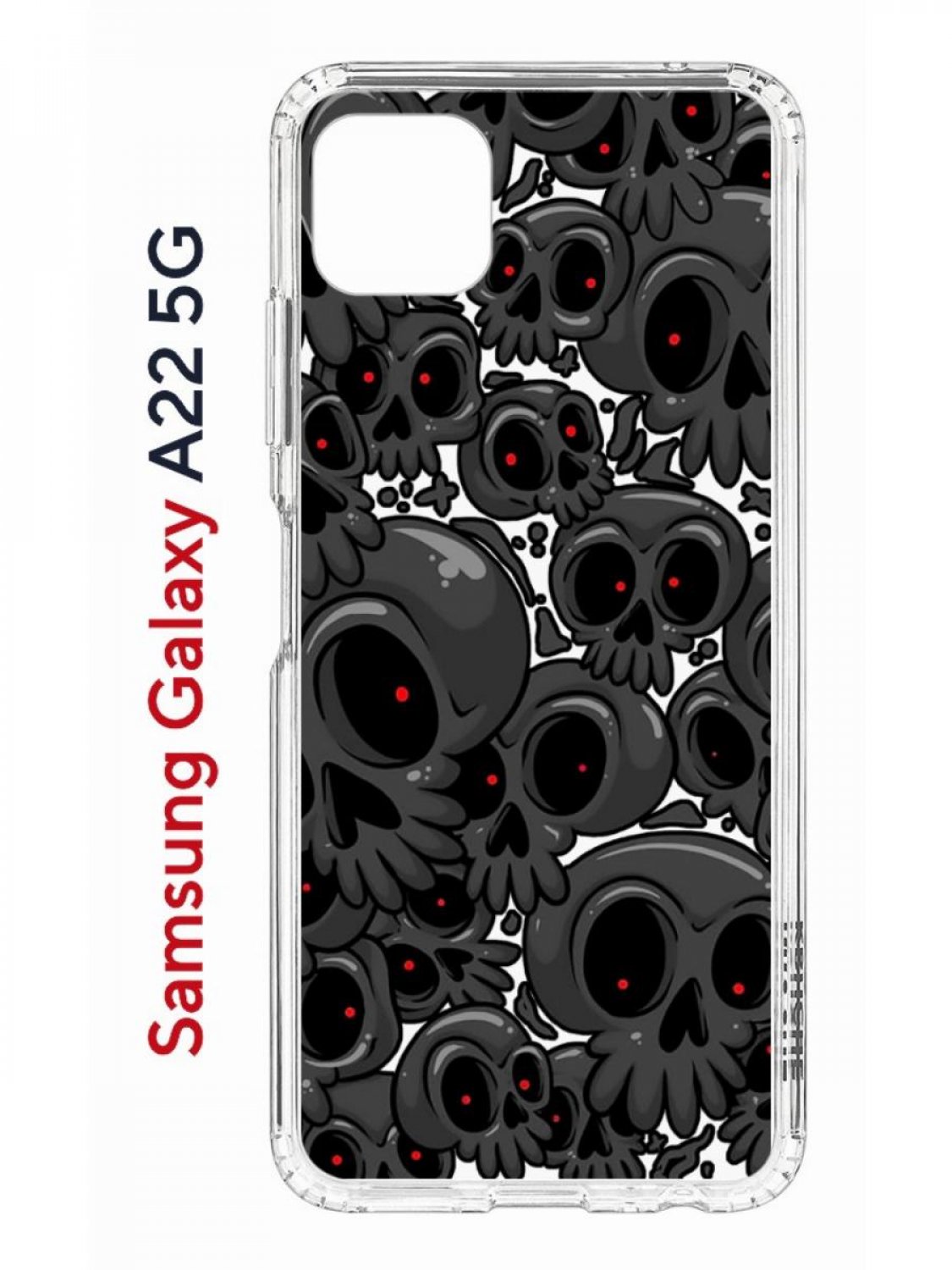 Чехол на Samsung Galaxy A22s 5G с принтом Kruche Print Skull gray, противоударный бампер