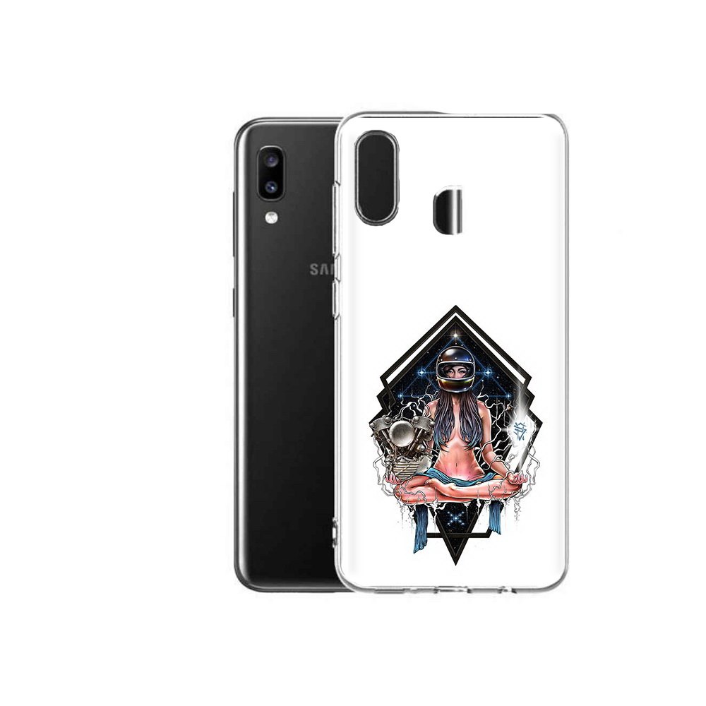 

Чехол MyPads Tocco для Samsung Galaxy A20 красивая девушка в шлеме, Прозрачный, Tocco