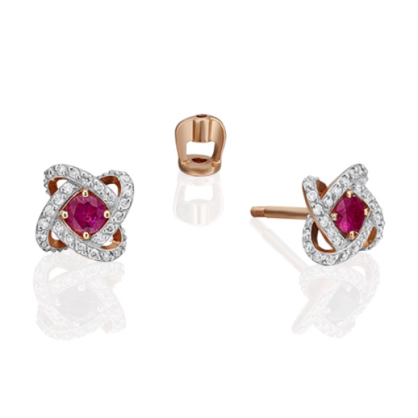 

Серьги из красного золота с рубином, бриллиантом PLATINA jewelry 02-0838-00-107-1110-30, 02-0838-00-107-1110-30