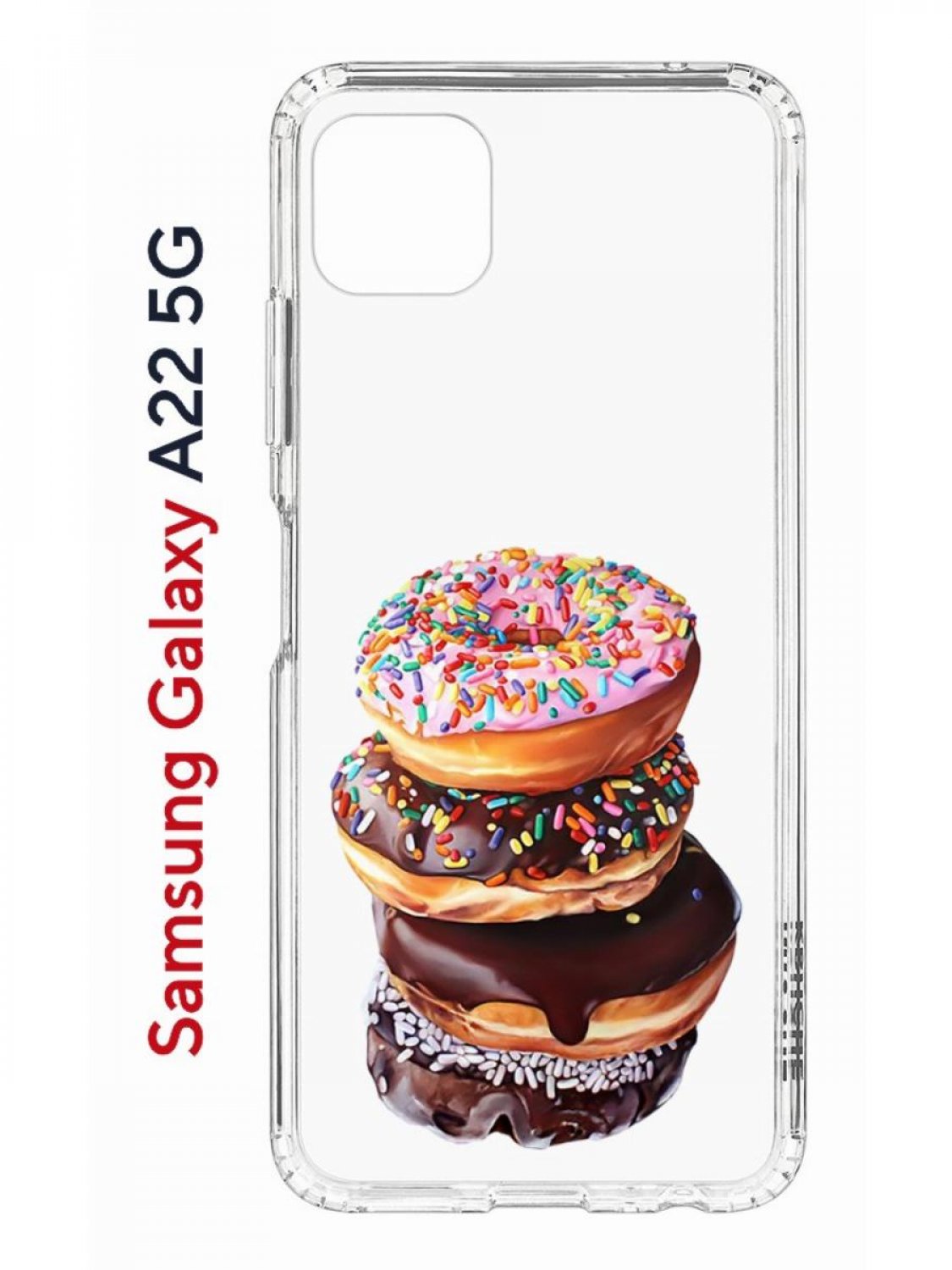 

Чехол на Samsung Galaxy A22s 5G с принтом Kruche Print Donuts, противоударный бампер, Прозрачный;коричневый;розовый;желтый, Самсунг Галакси А22с 5джи