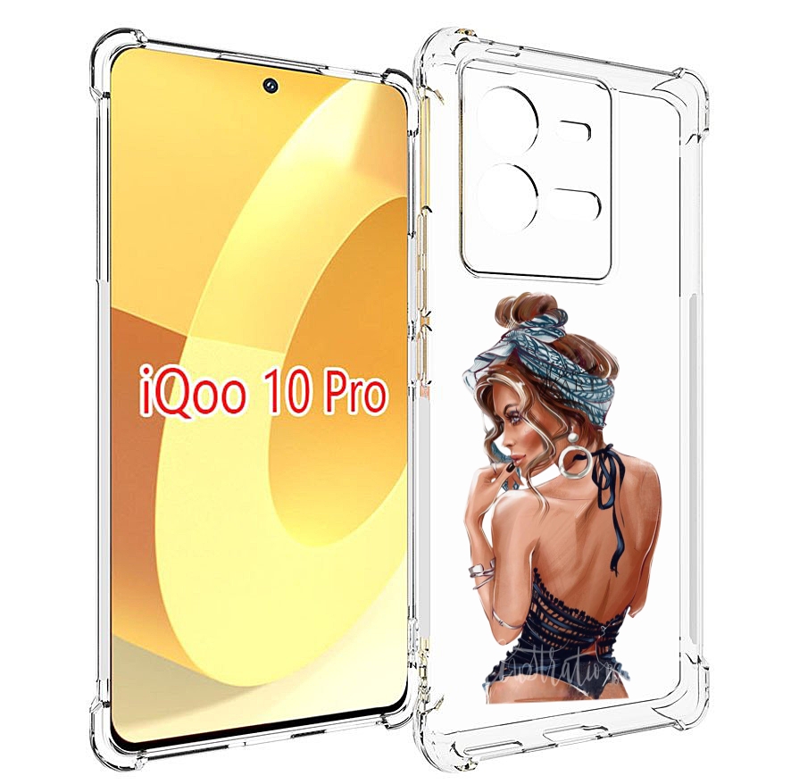 

Чехол MyPads Красивая-дама женский для Vivo iQOO 10 Pro, Прозрачный, Tocco
