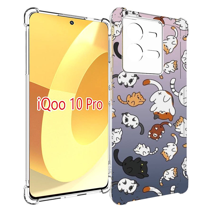 

Чехол MyPads Котики-летают для Vivo iQOO 10 Pro, Прозрачный, Tocco