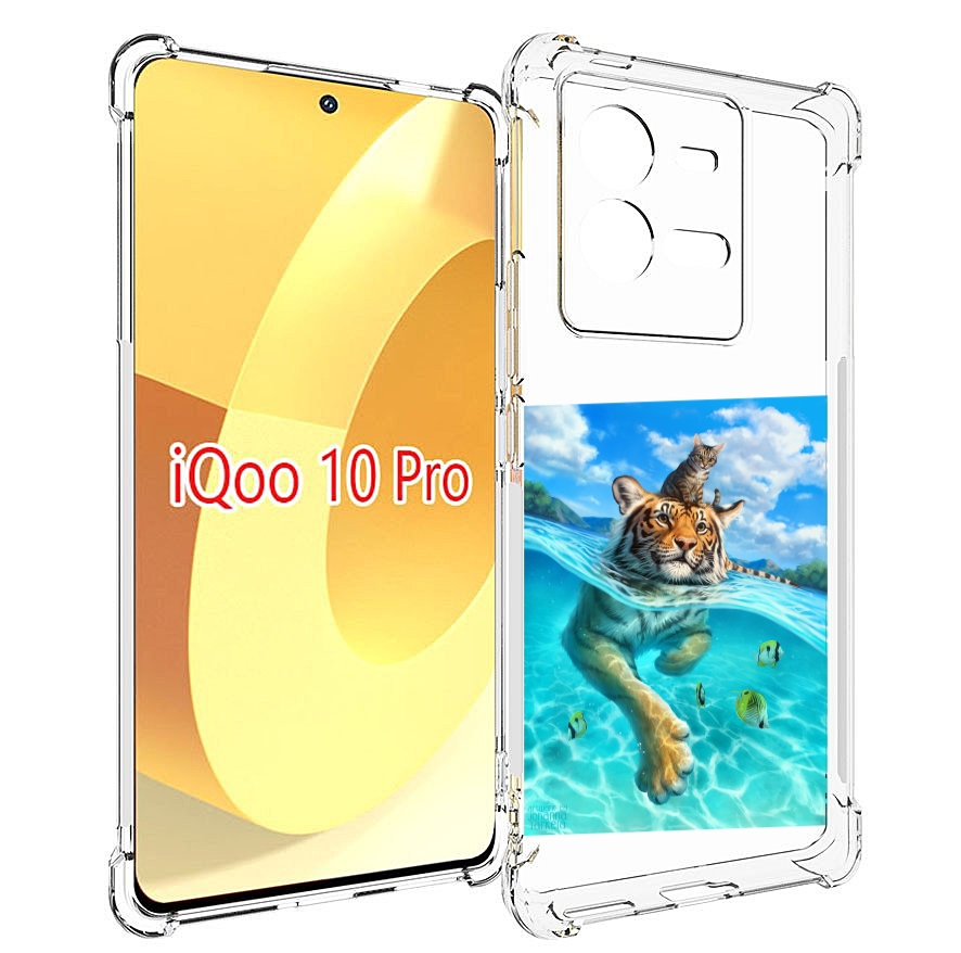 

Чехол MyPads Кот-на-тигре для Vivo iQOO 10 Pro, Прозрачный, Tocco