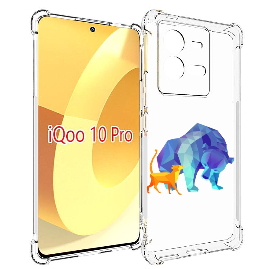 

Чехол MyPads Кот-и-медведь для Vivo iQOO 10 Pro, Прозрачный, Tocco