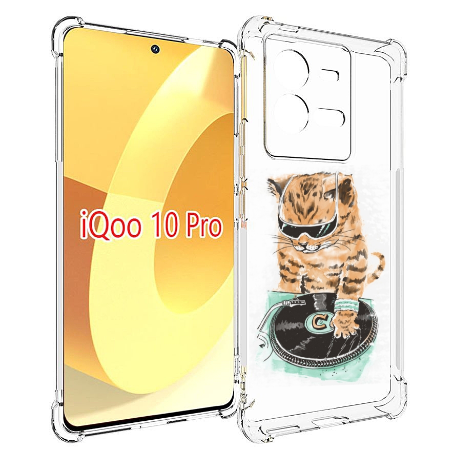 

Чехол MyPads Кот диджей для Vivo iQOO 10 Pro, Прозрачный, Tocco