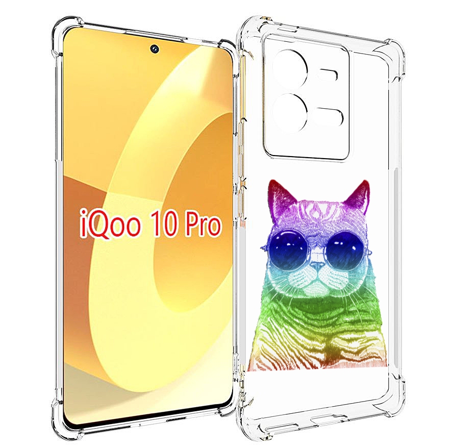 

Чехол MyPads Кот в очках для Vivo iQOO 10 Pro, Прозрачный, Tocco