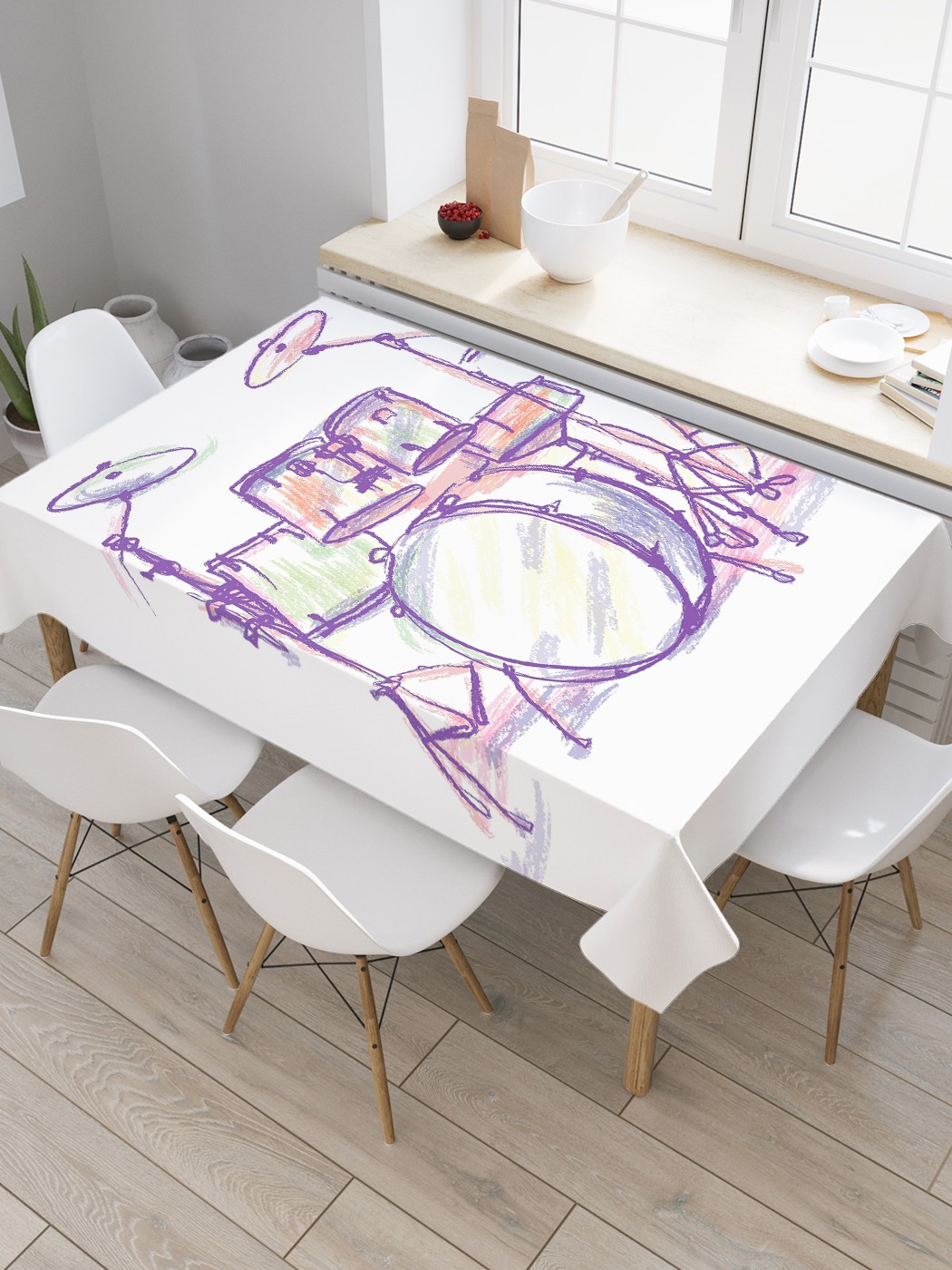 

Скатерть прямоугольная JoyArty "Ударные инструменты" из сатена, 120x145 см, Белый, Ударные инструменты