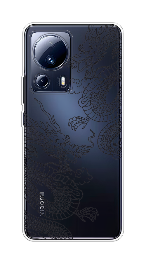 

Чехол на Xiaomi 13 Lite "Два китайских дракона", Серый;черный, 318150-1