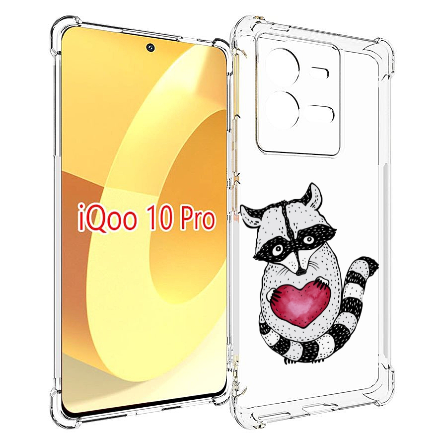 

Чехол MyPads Енот с сердечком для Vivo iQOO 10 Pro, Прозрачный, Tocco
