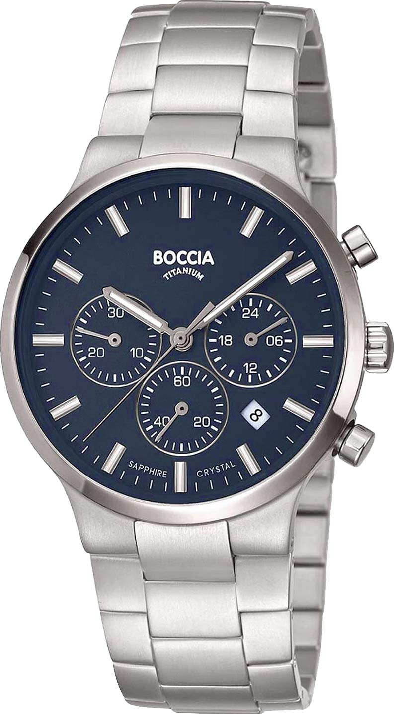 Наручные часы кварцевый мужские Boccia Titanium 3746-02 титановые с хронографом