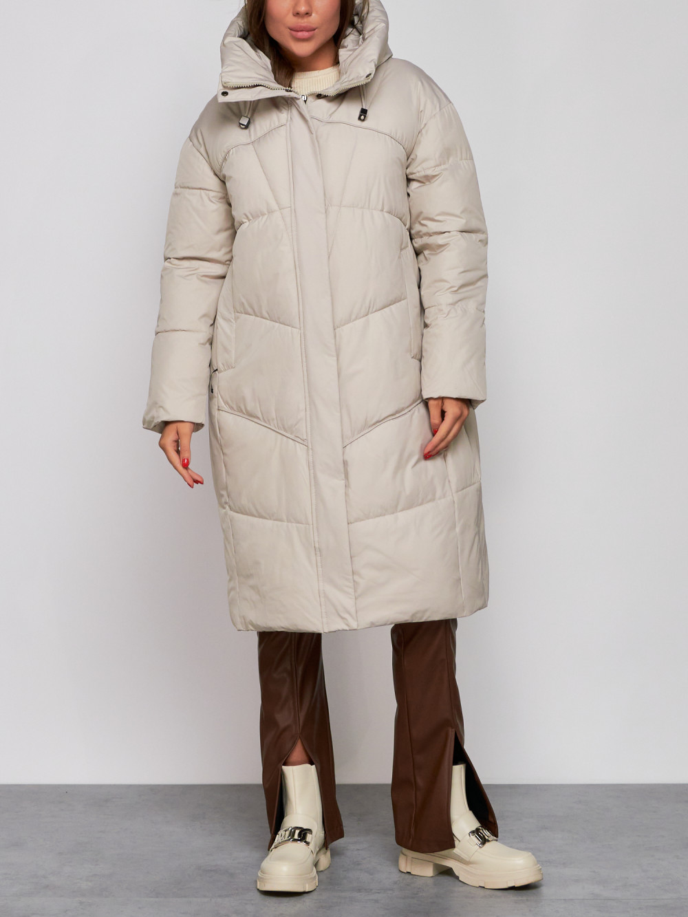 

Пальто женское NoBrand AD52326 серое XXL, Серый, AD52326