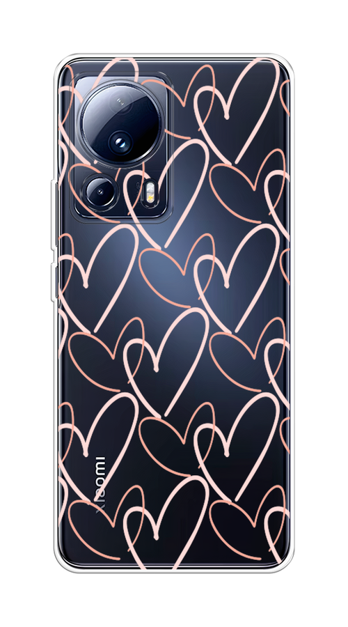 

Чехол на Xiaomi 13 Lite "Узор из сердечек", Розовый;бежевый, 318150-6