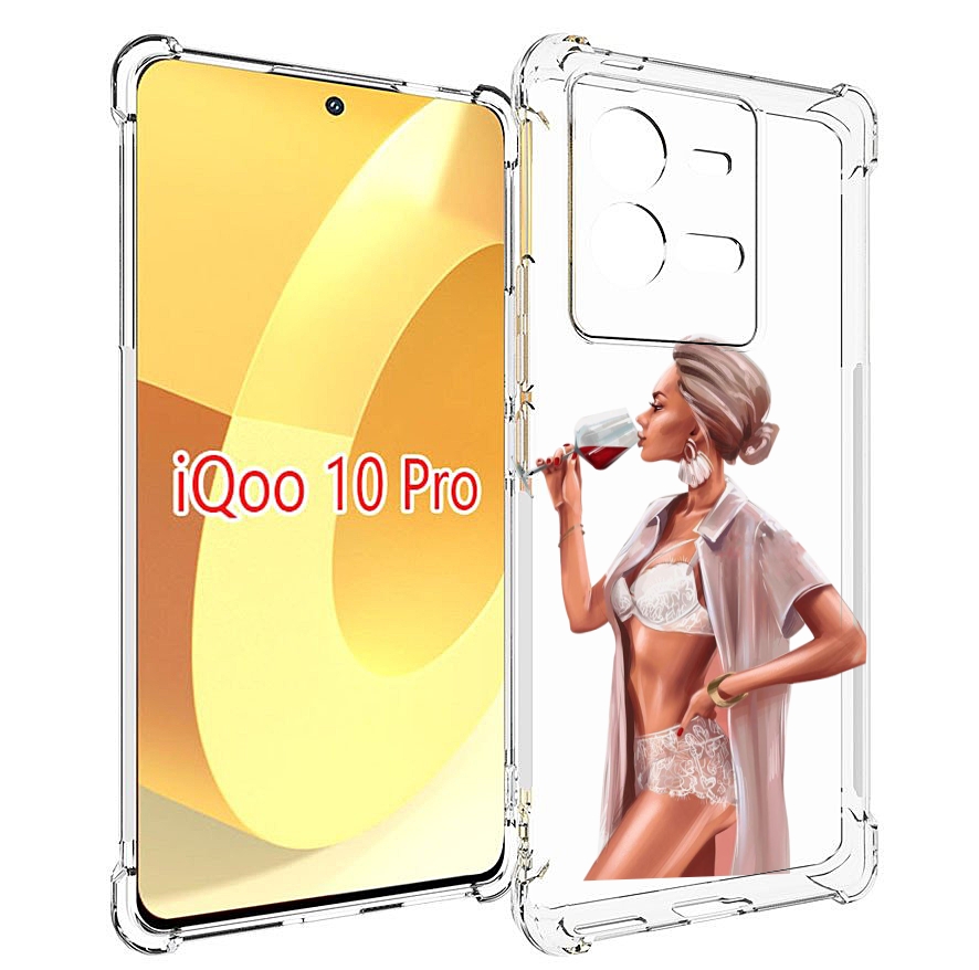 

Чехол MyPads Девушка-с-вином женский для Vivo iQOO 10 Pro, Прозрачный, Tocco