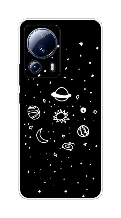 

Чехол на Xiaomi 13 Lite "Дудл солнечной системы", Бежевый;серый, 318150-2
