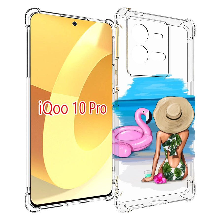 

Чехол MyPads Девушка-и-фламинго женский для Vivo iQOO 10 Pro, Прозрачный, Tocco