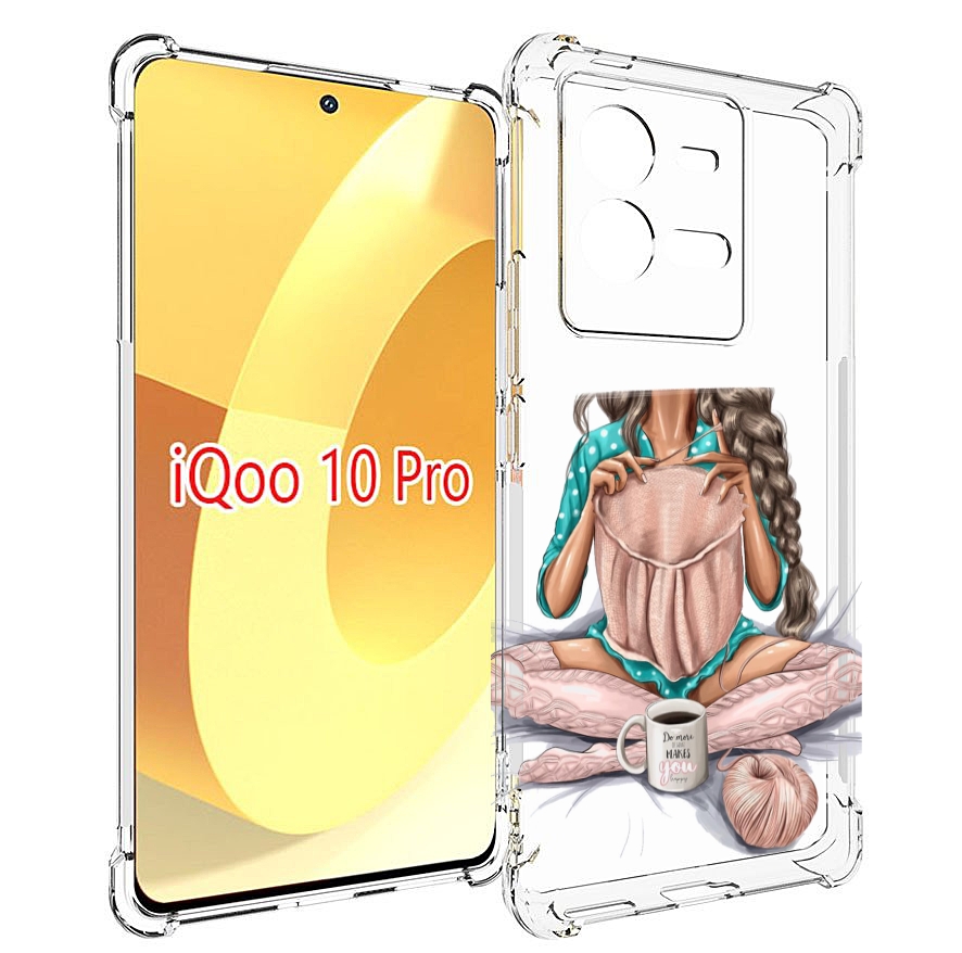 

Чехол MyPads Девушка-вяжет женский для Vivo iQOO 10 Pro, Прозрачный, Tocco
