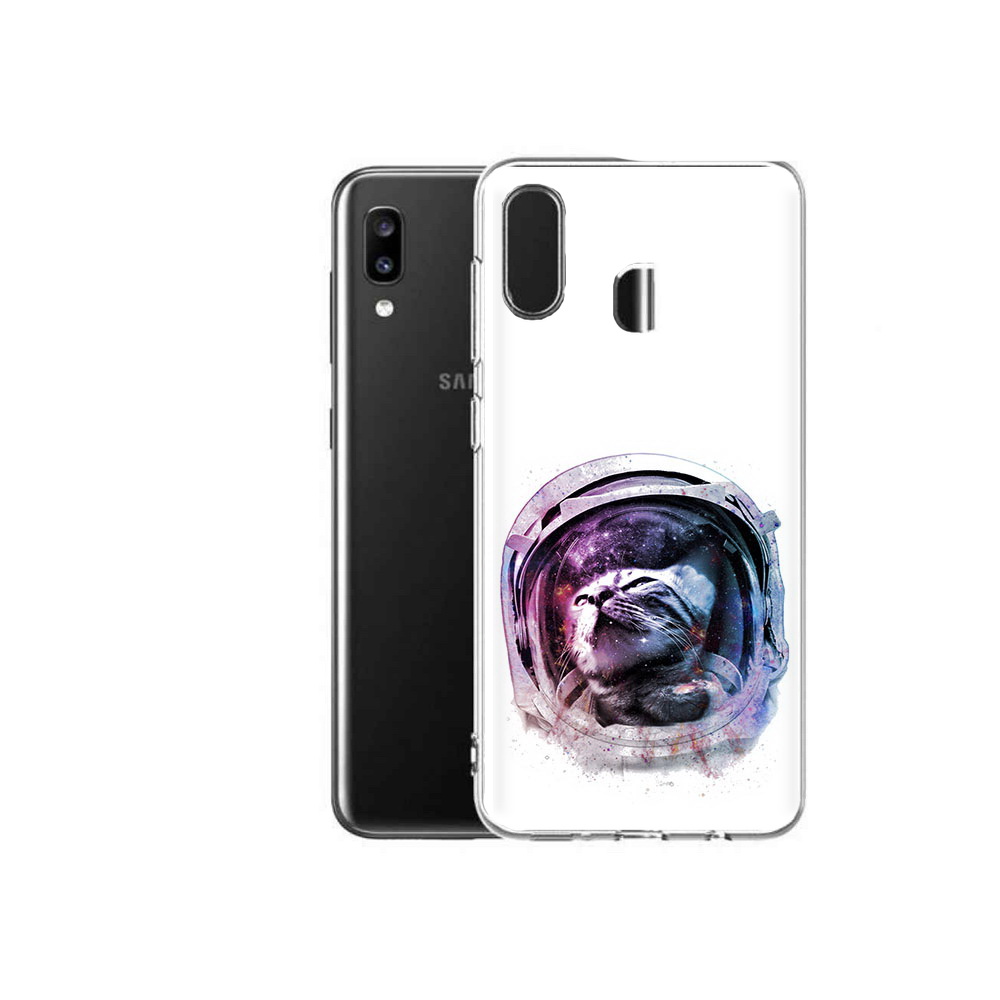 

Чехол MyPads Tocco для Samsung Galaxy A20 кот в шлеме, Прозрачный, Tocco