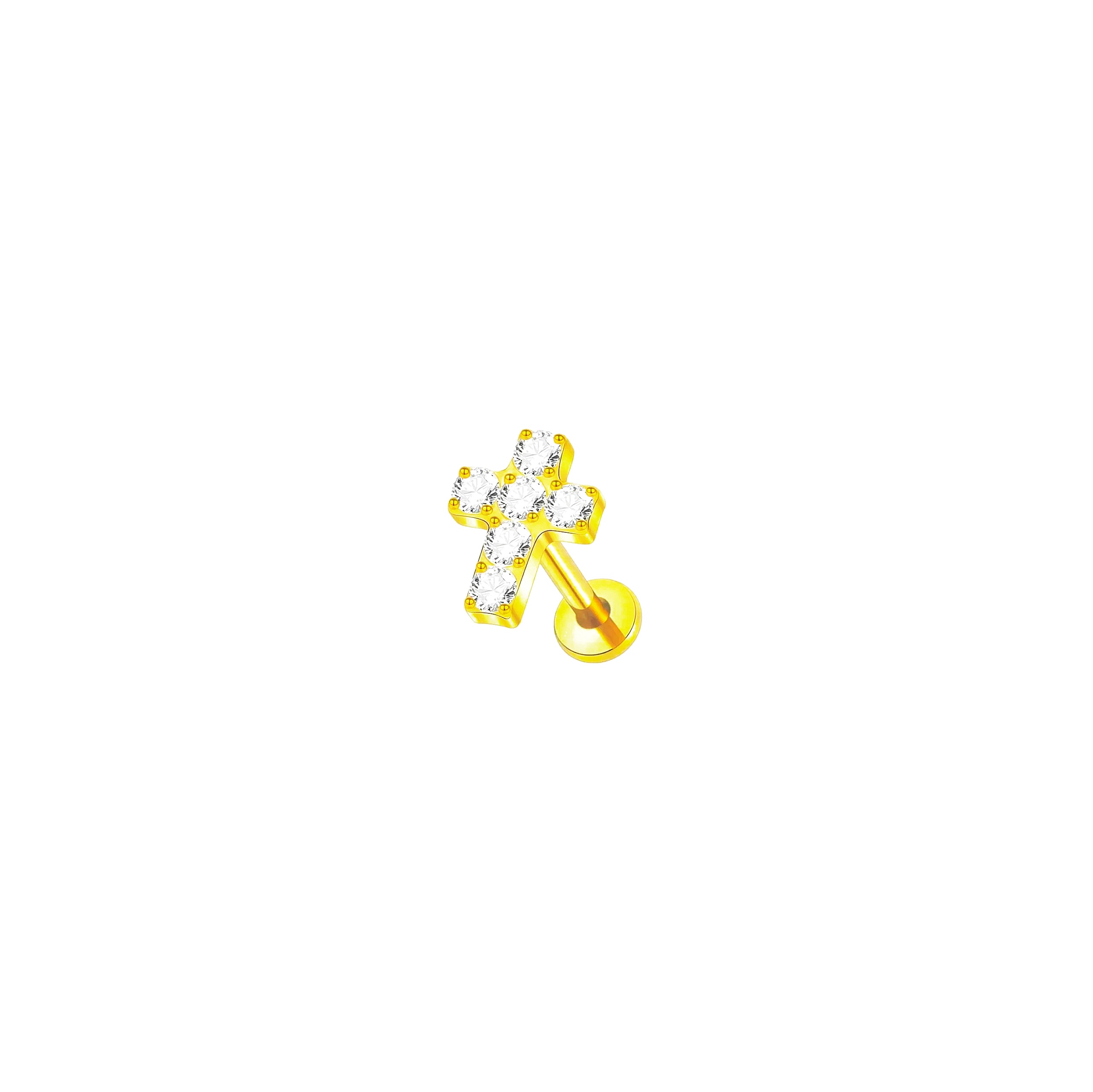 

Пирсинг для губ из титана NoBrand КрестGOLD, кристаллы, КрестGOLD