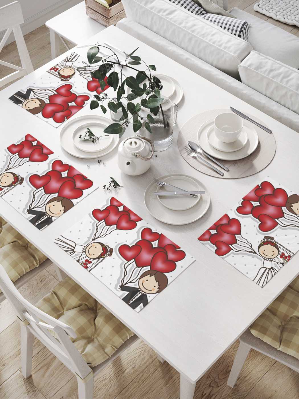 

Комплект салфеток JoyArty "Молодожены с воздушными шарами" 32х46 см, 4 шт., Красный