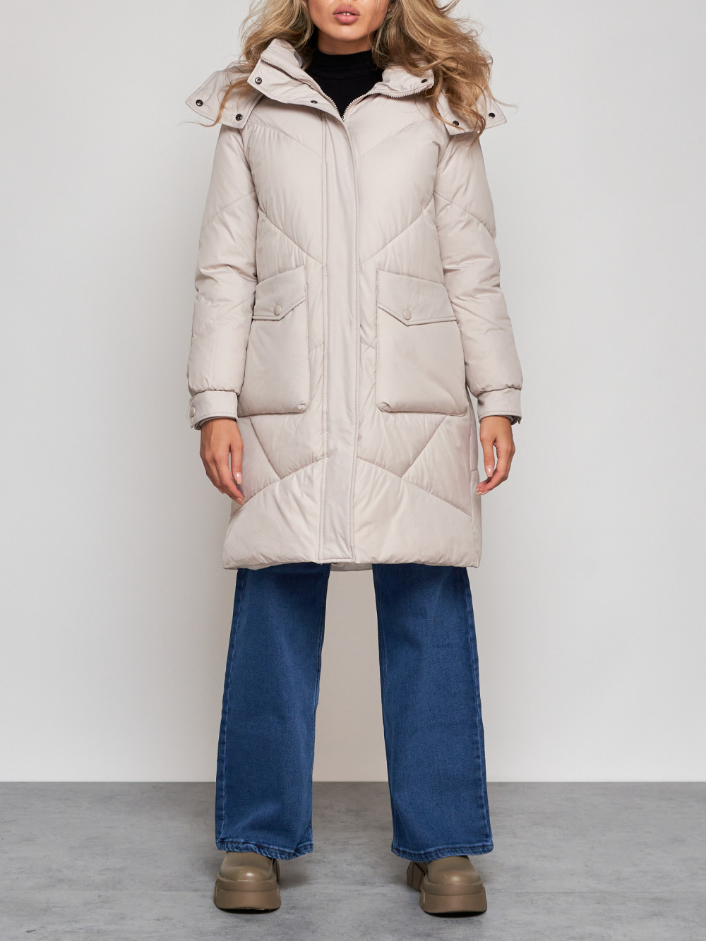

Пальто женское NoBrand AD52321 серое XXL, Серый, AD52321