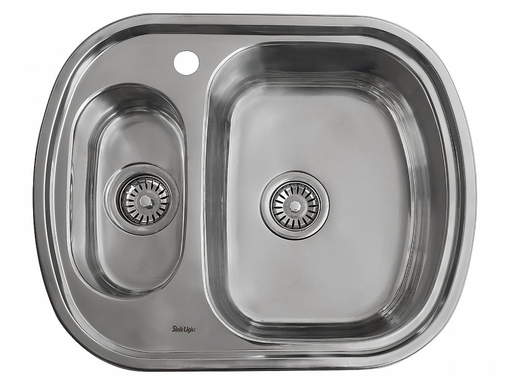 Мойка для кухни двойная врезная нержавеющая сталь SINKLIGHT N 6049 R 0.8/180 1.5P глянец