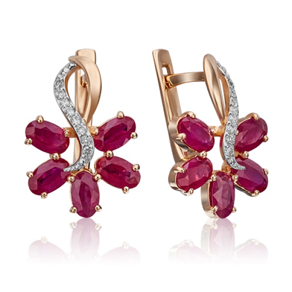 

Серьги из красного золота с рубином, бриллиантом PLATINA jewelry 02-0769-00-107-1110-30, 02-0769-00-107-1110-30
