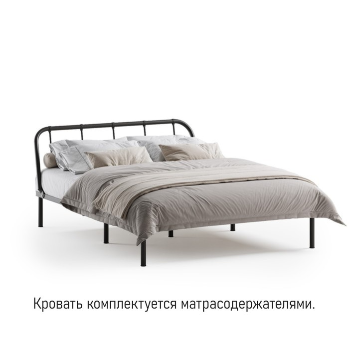 

Кровать разборная металлическая Мира 1600х2000 черная, Черный