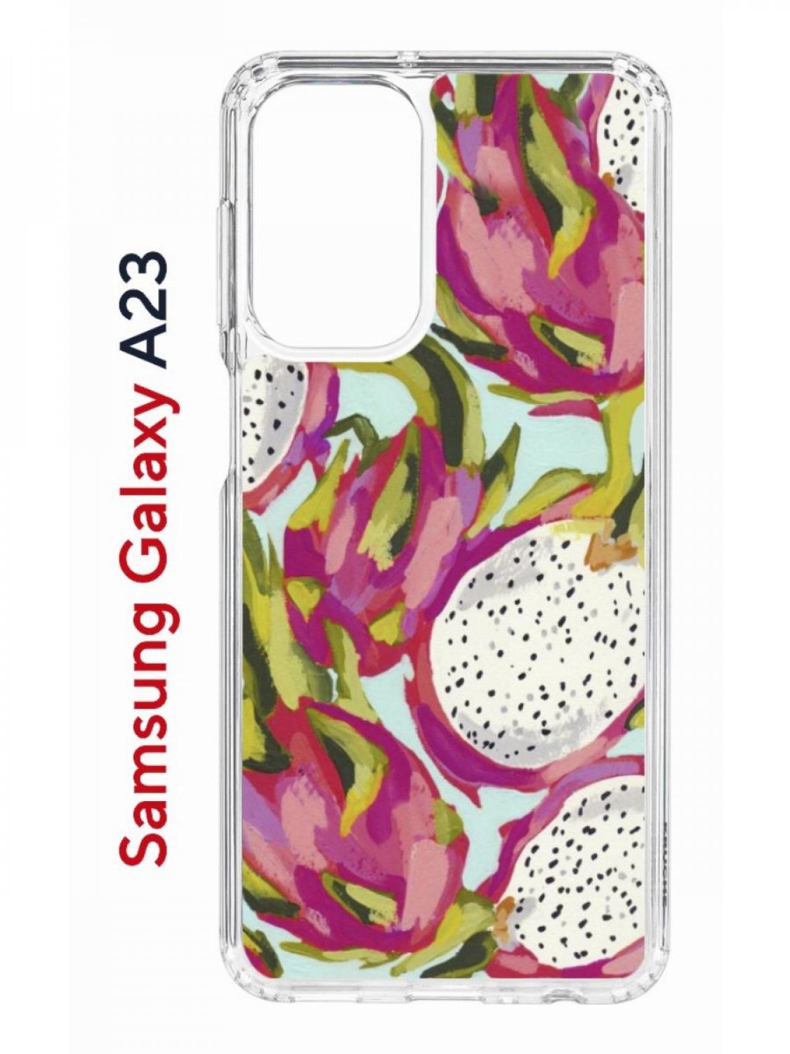Чехол на Samsung A23 Kruche Print Питахайя, противоударный бампер, с защитой камеры