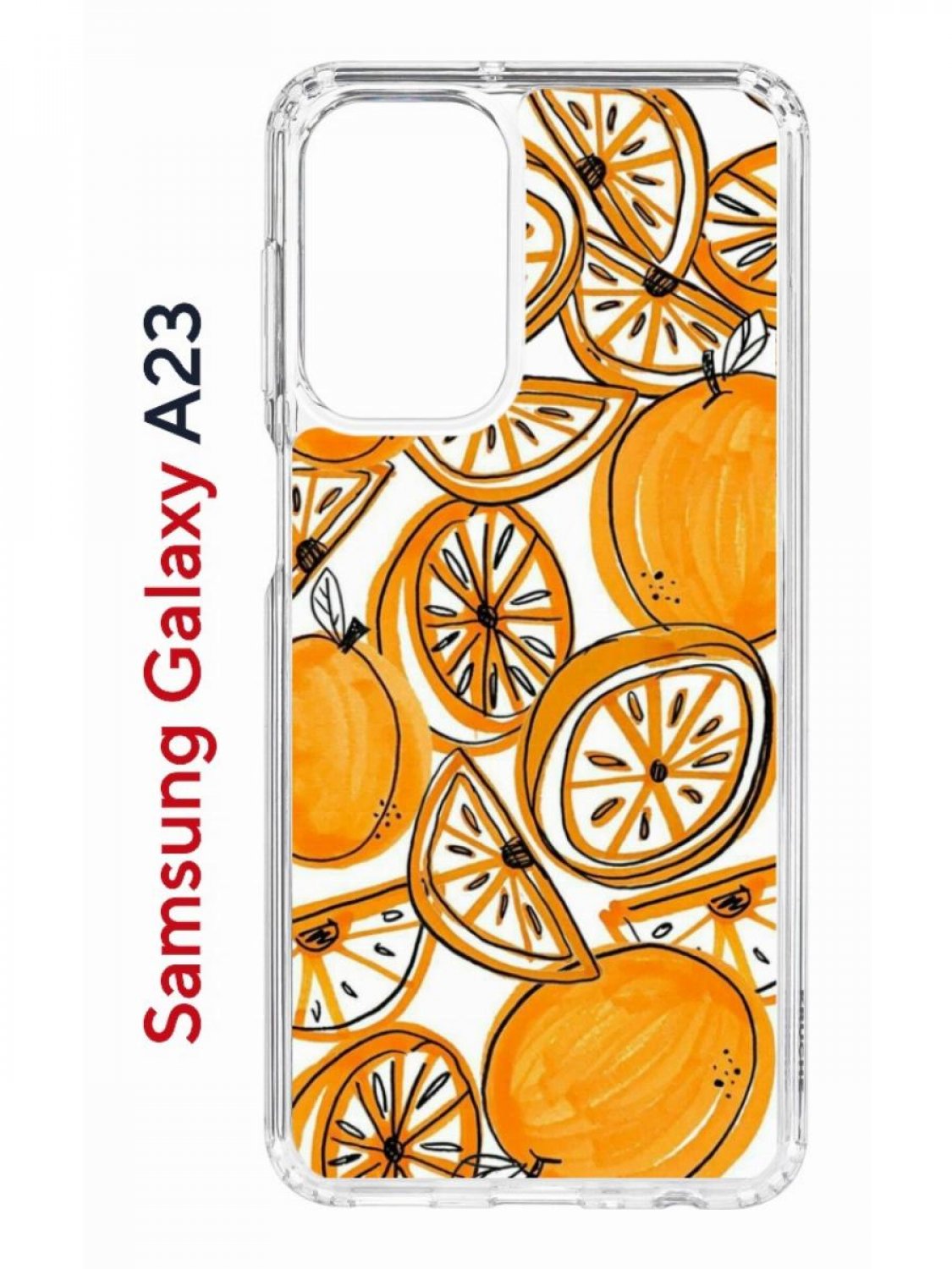 Чехол на Samsung A23 Kruche Print Апельсины, противоударный бампер, с защитой камеры