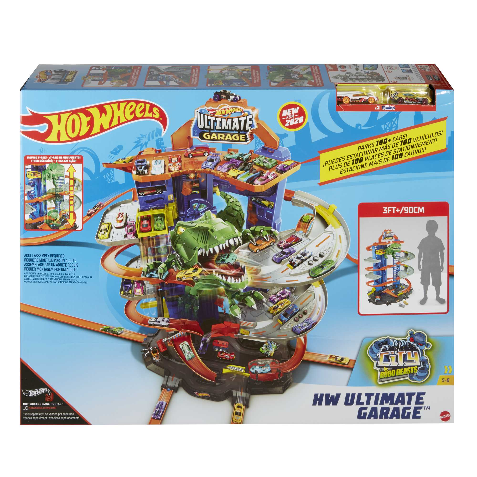 Набор игровой Hot Wheels City Невообразимый Гараж с тиранозавром, GJL14 литые машинки hot wheels cfj82 в ассортименте