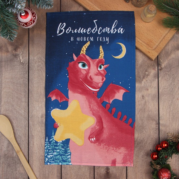 

Полотенце Доляна "Волшебства в новом году" 28х46 см, 100% хл, рогожка 164 г/м2, Розовый;синий