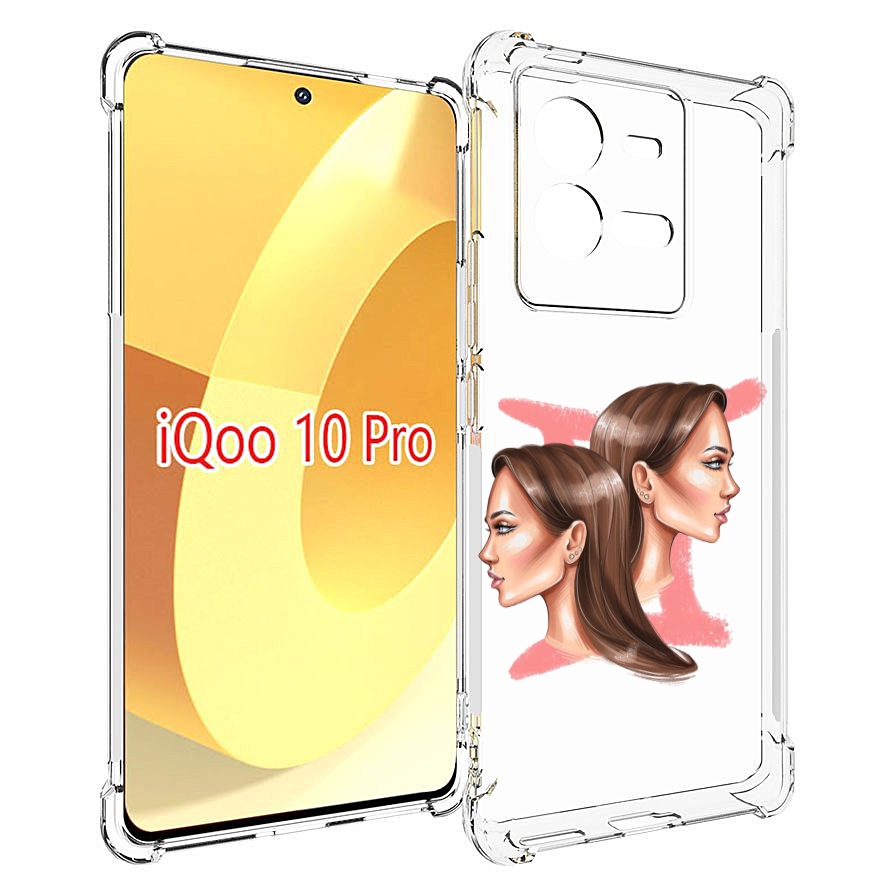 

Чехол MyPads Девушка-Близнецы женский для Vivo iQOO 10 Pro, Прозрачный, Tocco