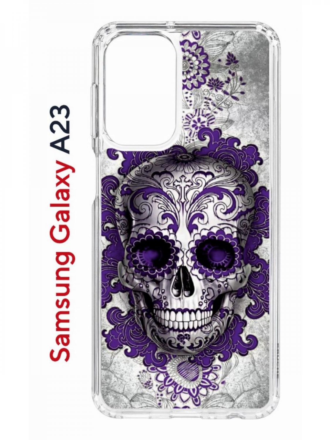 фото Чехол на samsung a23 kruche print sugar skull, противоударный бампер, с защитой камеры кruче