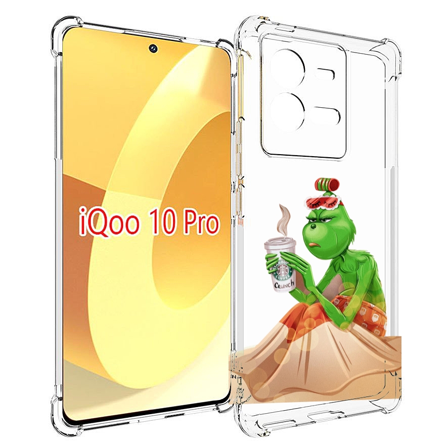 фото Чехол mypads гринч-в-платье для vivo iqoo 10 pro