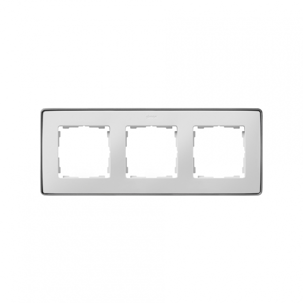 Рамка 3-ая Simon 82 Detail Белый, основание алюминий лицевая панель для розетки с з со шторками simon simon 82 detail 82041 93